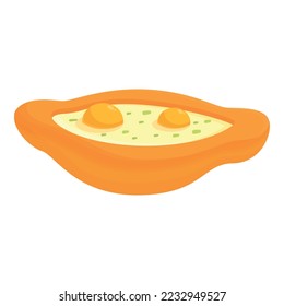 Egg khachapuri icon cartoon vector. Bread cuisine. Dish butter