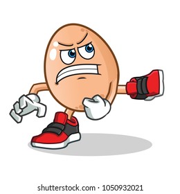 egg kicking mascot vector cartoon illustration