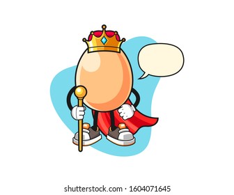 Egg king with speech bubble cartoon. Mascot Character vector.