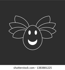 Egg with krill background gray, flat style