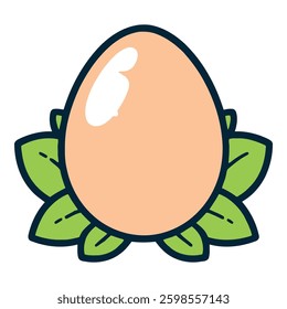 Egg leaves and white background