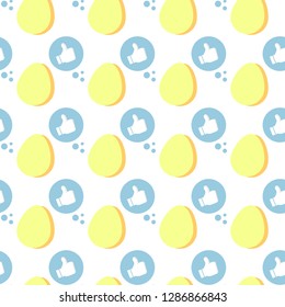 Egg likes button internet meme popular seamless pattern