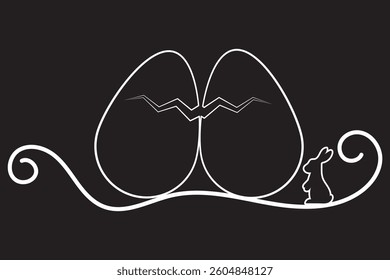 Egg line art, Continuous line drawing of Many egg shape, Black, white and coloring graphics on Transparent Background.