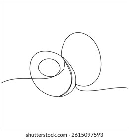 Egg line art Continuous line drawing of whole egg vector illustartion