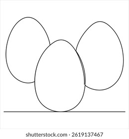 Egg line art Continuous line drawing of whole egg vector illustartion
