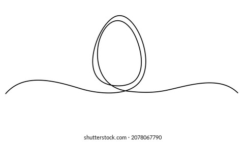 Egg line art, Continuous one line drawing of whole egg in shell. Design element for Easter holidays. One line vector illustration.
