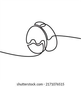 Egg line art, Continuous one line drawing of three broken egg, Black and white graphics, Vector illustration design element for  icon, symbol, logo, poster, simple web banner and web app.
