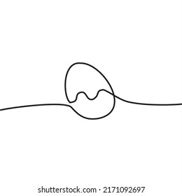 Egg line art, Continuous one line drawing of whole egg, Black and white graphics, Vector illustration design element for  icon, symbol, logo, poster, simple web banner and web app.