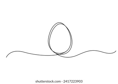 Egg line art. Continuous one line drawing of whole egg. Vector illustration. EPS 10.