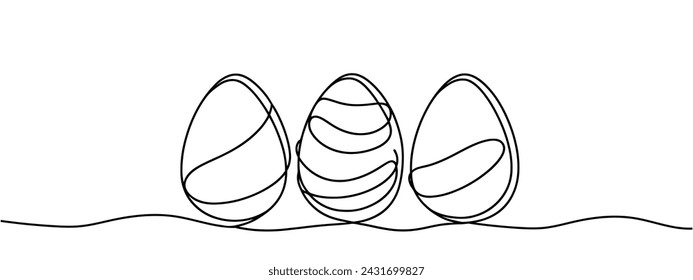  Egg line art, Continuous one line drawing of single egg shape, Black and white graphics