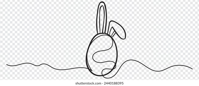Egg Line Art, Durchgängige Ein-Linien-Zeichnung des ganzen Eies in der Schale, Schwarz-Weiß-Grafiken, Vektor-Illustration Design-Element für Osterferien