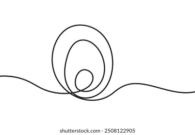 Egg line art. Continuous one line drawing in shape of egg. Vector illustration of egg line art on white background special for Easter holidays.