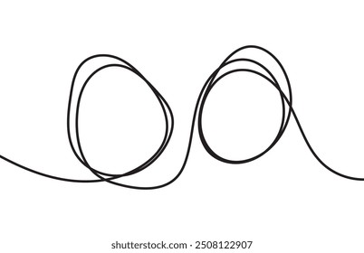 Egg line art. Continuous one line drawing in shape of egg. Vector illustration of egg line art on white background special for Easter holidays.