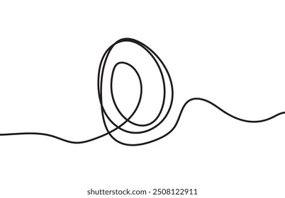 Egg line art. Continuous one line drawing in shape of egg. Vector illustration of egg line art on white background special for Easter holidays.
