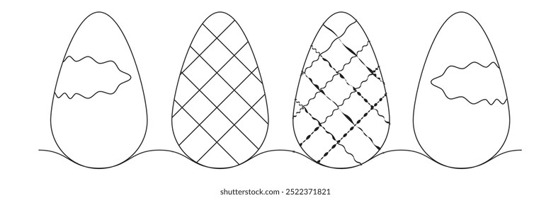 Egg line art, Continuous one line drawing of single egg shape, Black and white graphics .