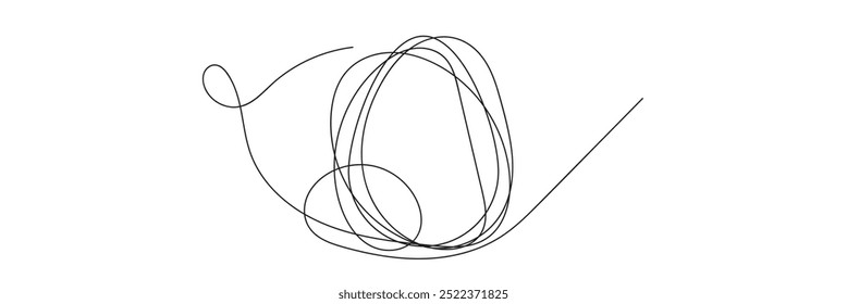 Egg line art, Continuous one line drawing of single egg shape, Black and white graphics .