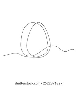 Egg line art, Continuous one line drawing of single egg shape, Black and white graphics .