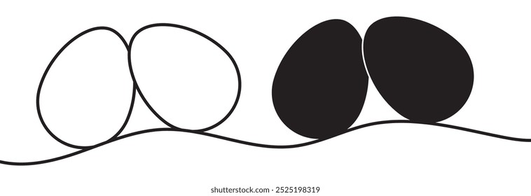 Arte de linha de ovo, desenho contínuo de uma linha de todo o elemento de design de ovo eps 10