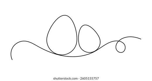 Egg line art, Continuous one line drawing of whole egg in shell, Black and white graphics, Vector illustration design element for Easter holidays. vector design eps 10. egg line icon.