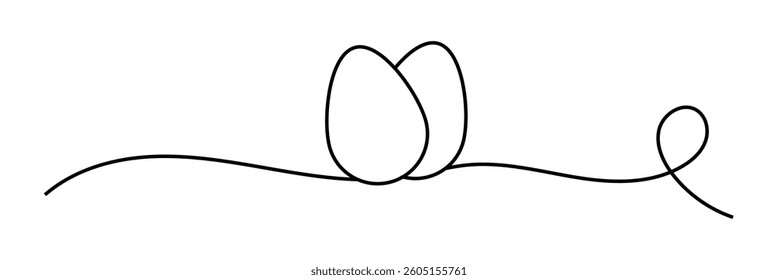 Egg line art, Continuous one line drawing of whole egg in shell, Black and white graphics, Vector illustration design element for Easter holidays. vector design eps 10. egg line icon.