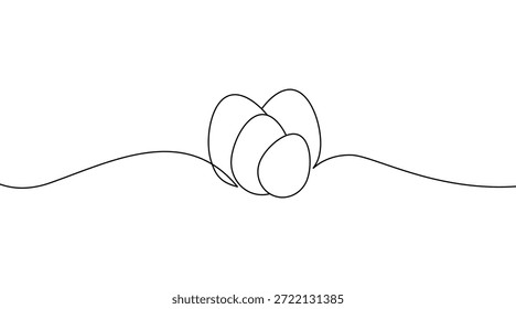 Egg line art. Continuous one line drawing of a single egg shape. Minimal black and white graphic. Simple outline illustration isolated on white background.