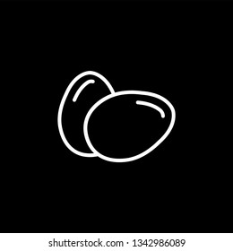 Egg Line Icon On Black Background. Black Flat Style Vector Illustration.
