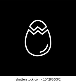 Egg Line Icon On Black Background. Black Flat Style Vector Illustration.