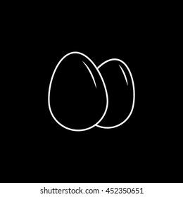 Egg Line Icon On Black Background