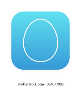 Icono de línea de huevo para web, móvil e infografía. Icono de blanco vector en el cuadrado de gradiente azul con esquinas redondeadas aisladas en fondo blanco.