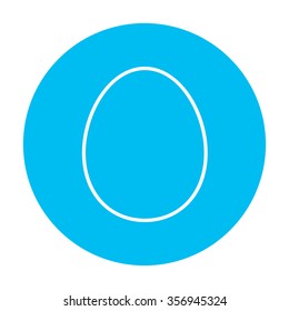 Egg line icon for web, mobile and infographics. Vector white icon on the light blue circle isolated on white background.