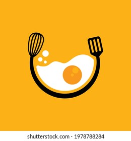 egg logo with beater and spatula concept