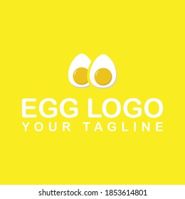 egg logo design illustration in isolated yellow background