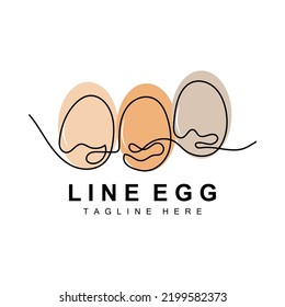 Egg logo design template. Natural Food Vector Of Egg Laying Animals. Line Art Design Logotype.