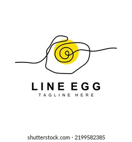 Egg logo design template. Natural Food Vector Of Egg Laying Animals. Line Art Design Logotype.