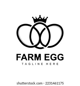 Logotipo de huevo, diseño de la granja de huevos, logotipo de pollo, vector de alimentos asiáticos