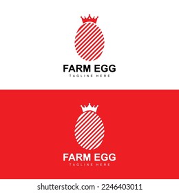 Ei-Logo, Eierfarm-Design, Hühnerlogo, asiatischer LebensmittelVektorgrafik