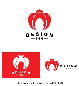 Logotipo de huevo, diseño de la granja de huevos, logotipo de pollo, vector de alimentos asiáticos
