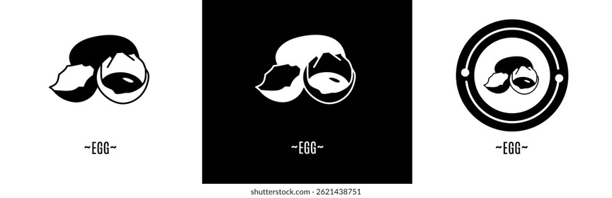 Egg logo set. Collection of black and white logos. Stock vector.