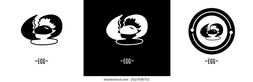 Egg logo set. Collection of black and white logos. Stock vector.