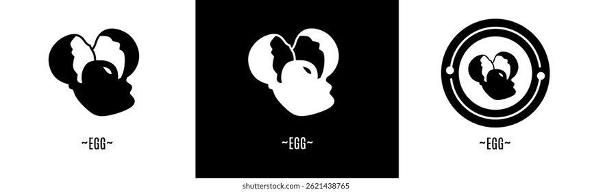Egg logo set. Collection of black and white logos. Stock vector.