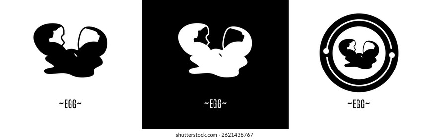 Logo-Set für Ei. Sammlung von schwarz-weißen Logos. Stock-Vektor.