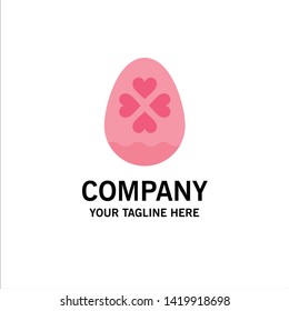 Egg, Love, Heart, Easter Business Logo Template. Flat Color