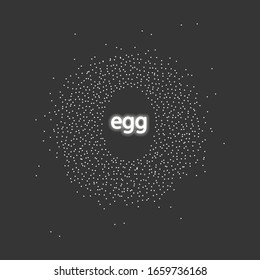 Egg made of dots. Glowing neon text. Vector illustration