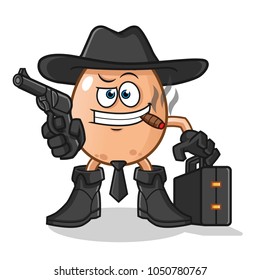 egg mafia mascot vector cartoon illustration