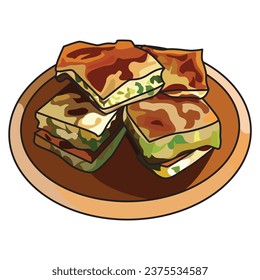 Egg martabak or martabak telur vector illustration, suitable for sticker and graphic design elements