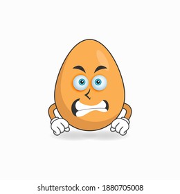 Egg mascot character with angry expression. vector illustration