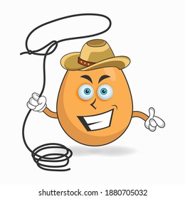 The Egg mascot character becomes a cowboy. vector illustration