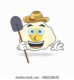 The Egg mascot character becomes a farmer. vector illustration