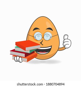 The Egg mascot character becomes a librarian. vector illustration