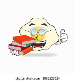 The Egg mascot character becomes a librarian. vector illustration